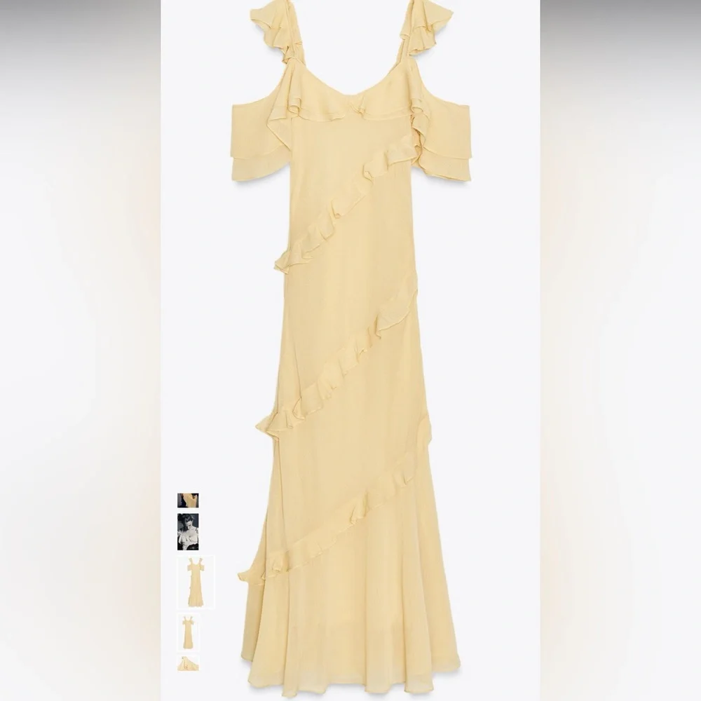 BNWT ZARA YELLOW RUFFLE DRESS - Picture 2 of 3